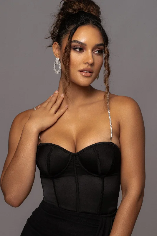 Weekend Deals That Thrill Black Leo Matte Satin Bustier