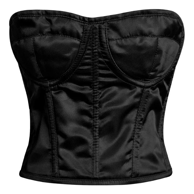 Weekend Specials Just for You Black Satin corset top - Overbust Corset