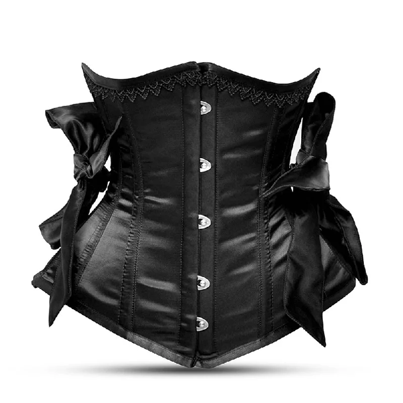Weekend Discounts to Enjoy Black satin corset top -Under Bust Corset