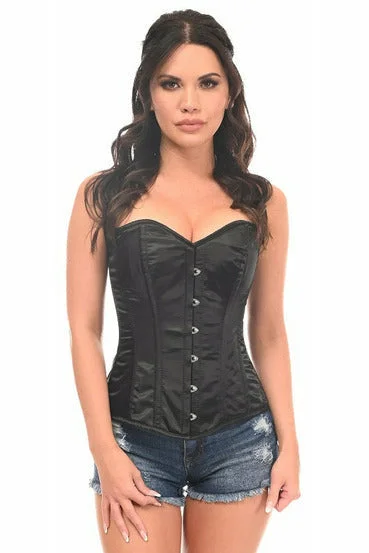 Anniversary Sale Black Satin Full Back Sweetheart Corset