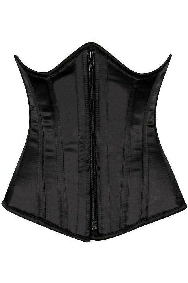 TIME-Limited Offer Black Satin Underbust Steel Boned Corset
