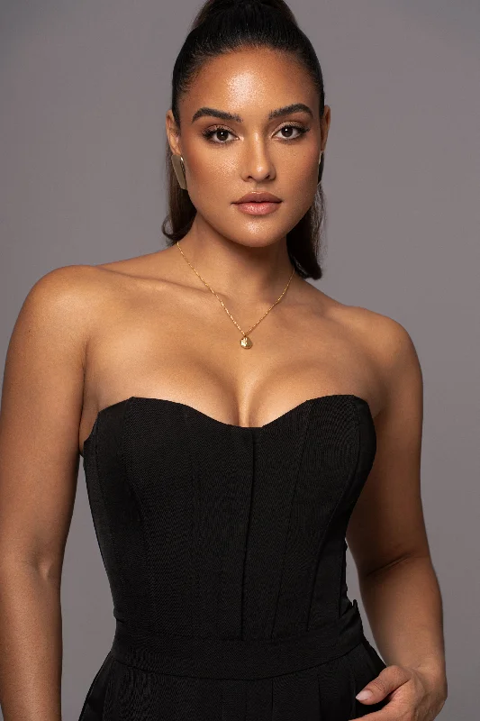 Weekend Discounts to Savor Black Viv Satin Bustier Top