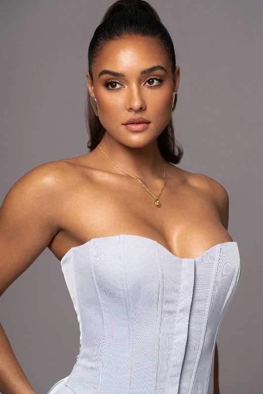 Year-End Sale Blue Viv Satin Bustier Top