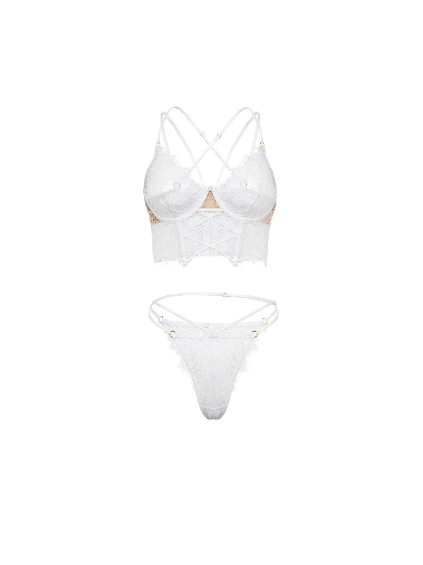 Savings Spectacular Bridal Indie Sheer Bustier Bra Set