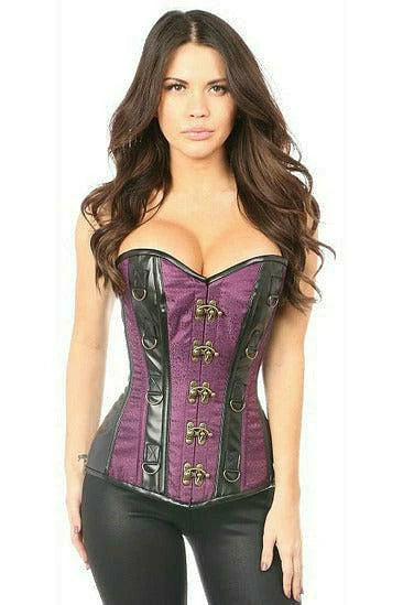 Weekend Discounts to Love Brocade and Faux Leather Steel Boned Corset