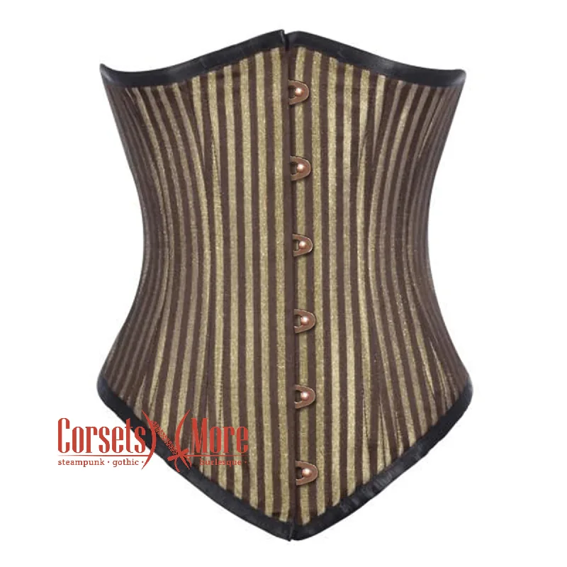Weekend Deal Brown and Golden Brocade With Front Antique Busk Gothic Long Underbust Waist Training Corset Weekend Deal Brown and Golden Brocade With Front Antique Busk Gothic Long Underbust Waist Training Corset