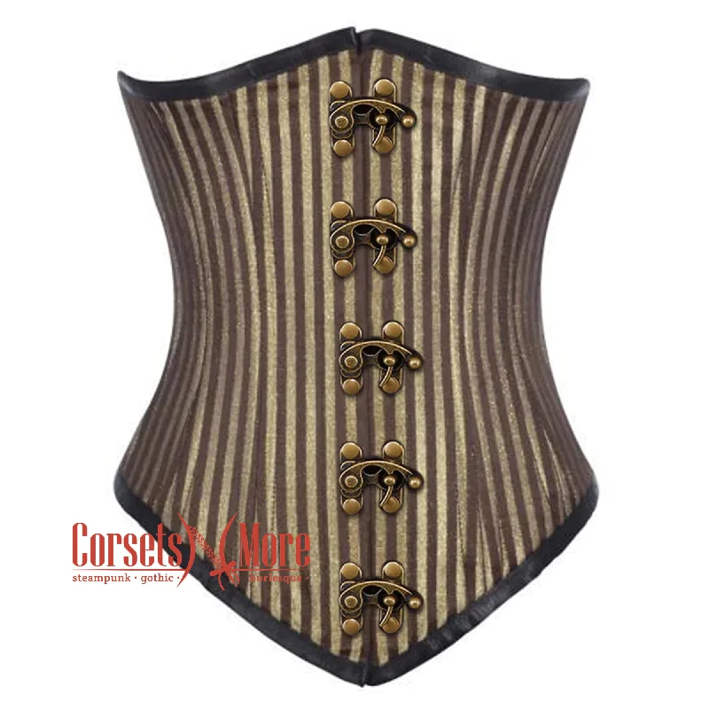 Special Offer Brown and Golden Brocade With Front Clasps Gothic Long Underbust Waist Training Corset Special Offer Brown and Golden Brocade With Front Clasps Gothic Long Underbust Waist Training Corset