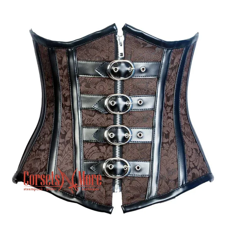 Weekend Savings Extravaganza Brown Brocade Gothic Underbust Waist Training Corset