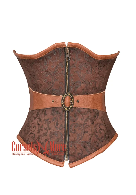 Mega Deal Brown Brocade & Leather Belt Gothic Steampunk Waist Training Bustier Underbust Corset Costume Mega Deal Brown Brocade & Leather Belt Gothic Steampunk Waist Training Bustier Underbust Corset Costume