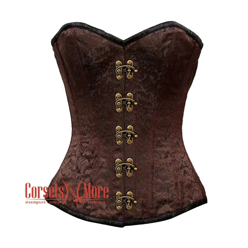 Bargain Blast Brown Brocade With Front Clasps Overbust Corset