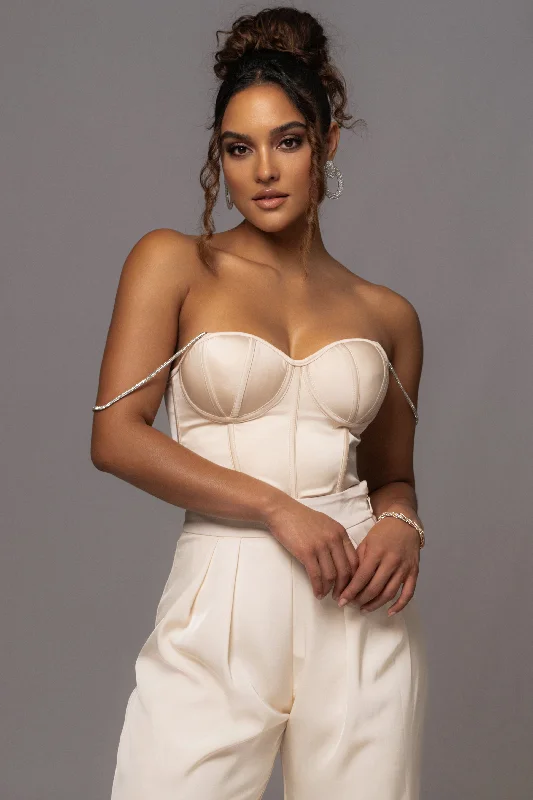 Extra Savings Champagne Leo Matte Satin Bustier