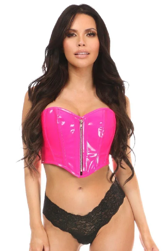 Stock Clearance Plus Size Patent Bustier Top with Zipper