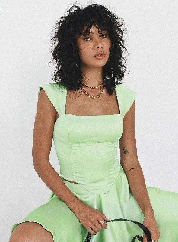 New Arrival Cornell Satin Corset Green