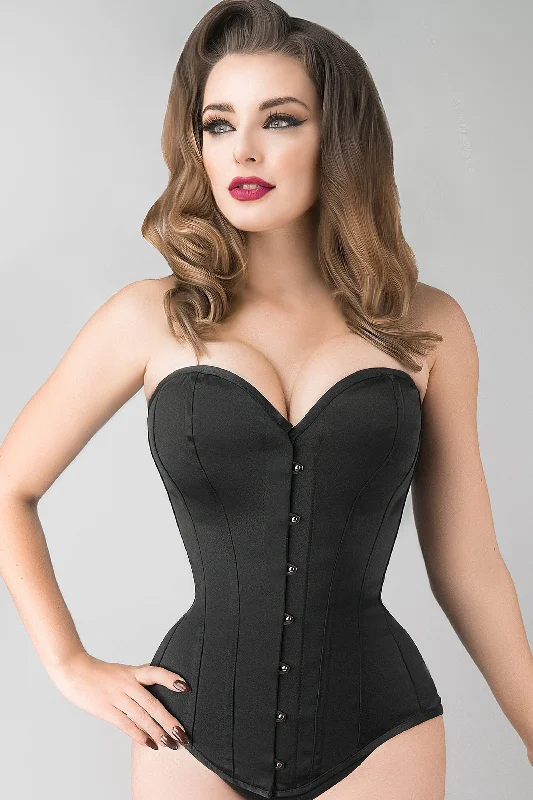 Exclusive Deal CORSET STORY CSFT066 BLACK SATIN LONGLINE OVERBUST