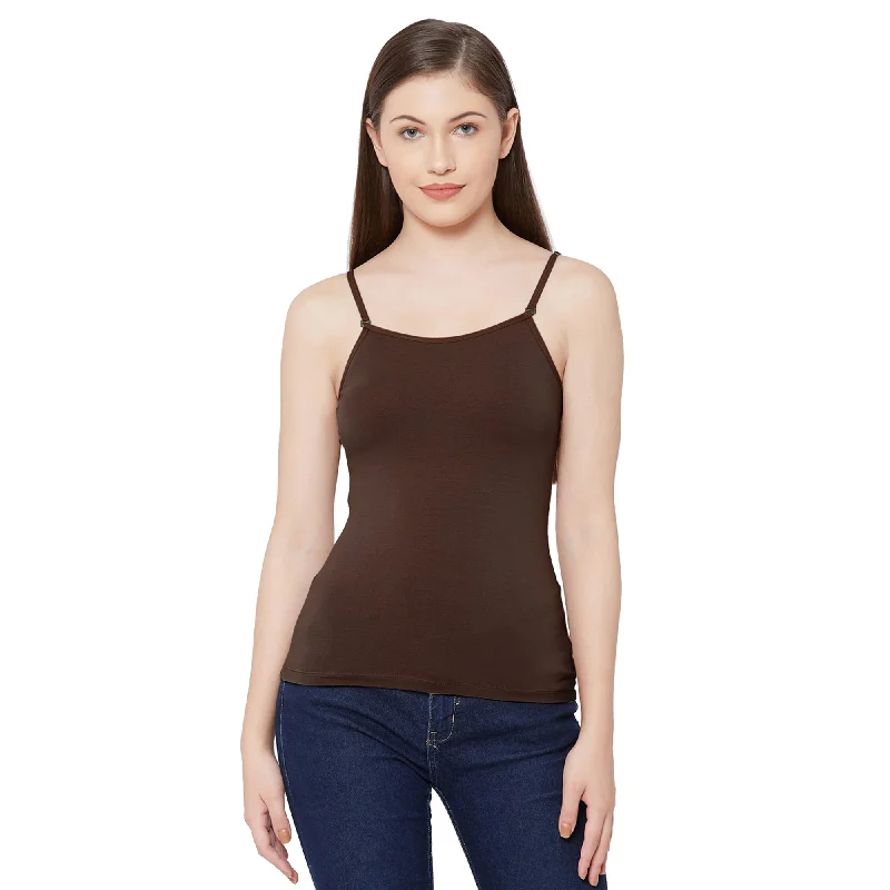 Weekend Deals That Spark JSC-818 Spaghetti Camisole-Coffee Brown