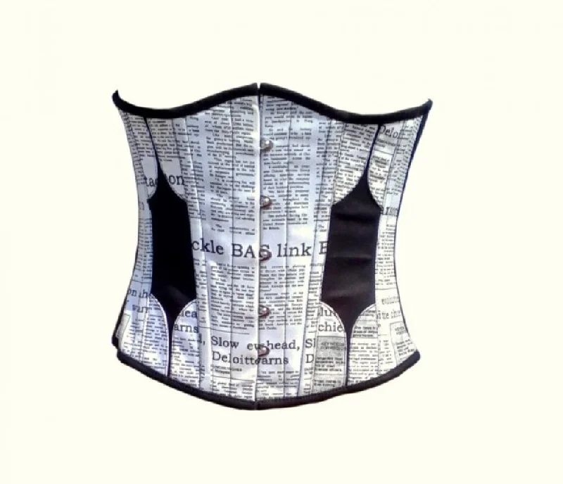 Bonus Offer Bonus Offer Cotton Black And White Newspaper Print Cotton Underbust Corset Top