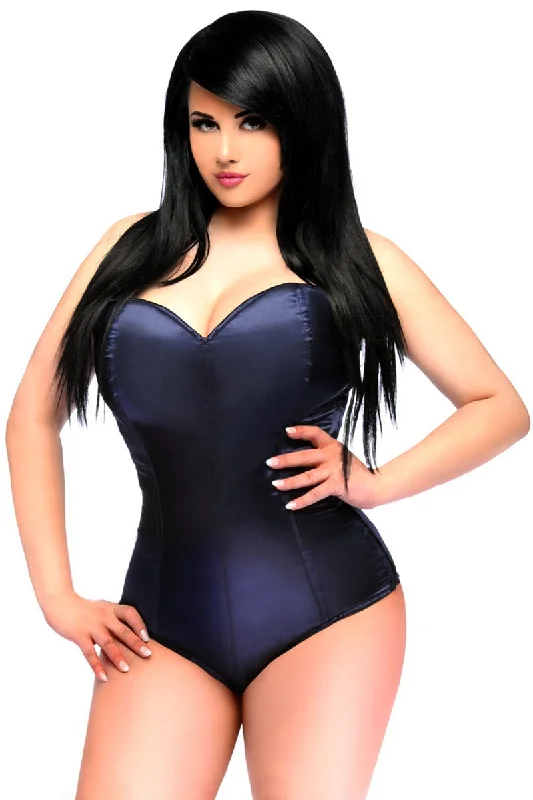 Time-Limited Offer Navy Blue Satin Corset Romper LV-403