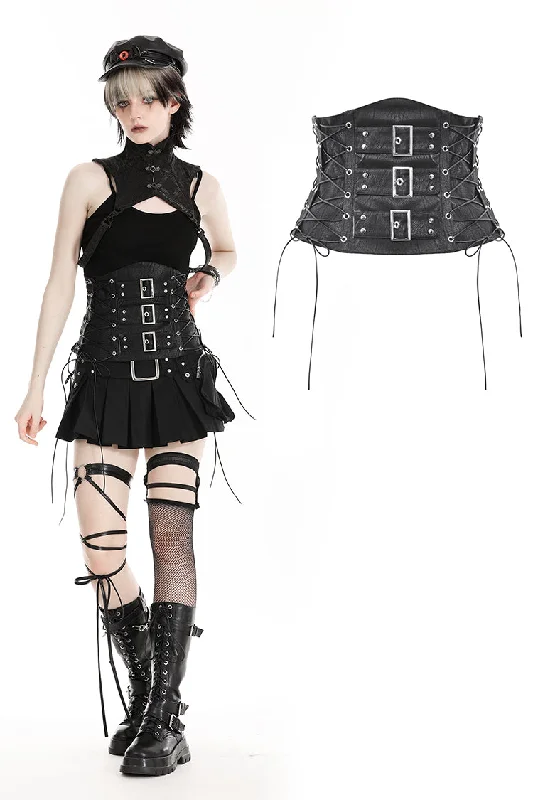 Sale Event Dark heavy metal leather underbust corset CW083