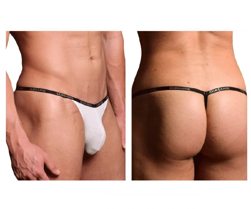 Deal of the Day Doreanse 1330-WHT Ribbed Modal T-thong Color White