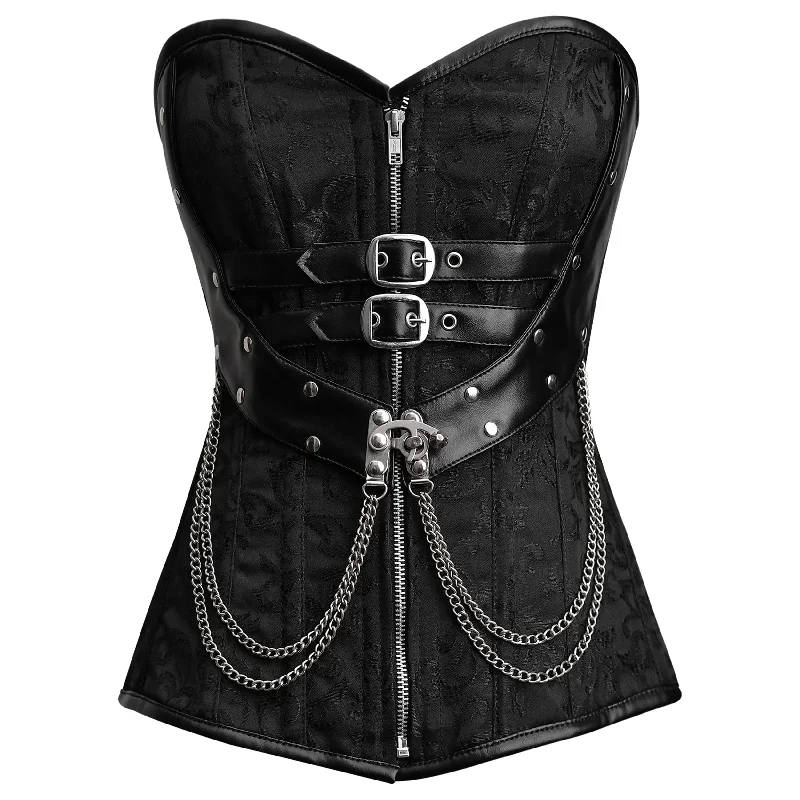 Stock Clearance Black corset top plus size - Brocade Corset