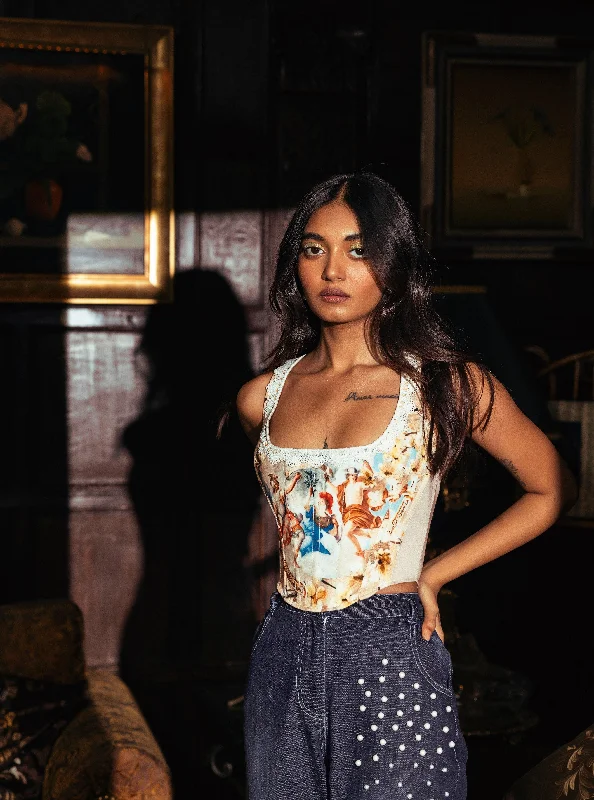 Great Deals Evangeline Grecian Print Corset Top