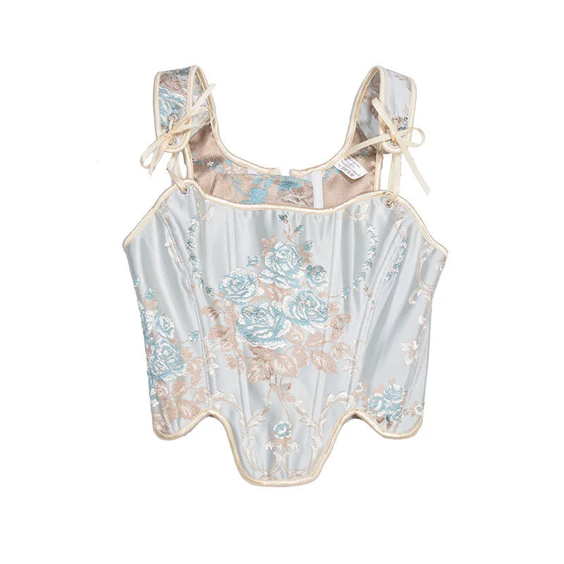 Price Slash Fairy Floral Prom Dress Corset , Renaissance Milkmaid Bustier Corset,