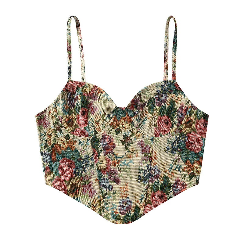 Mega Sale Floral Bustier Crop Top, Milkmaid Overbust Vintage Corset,