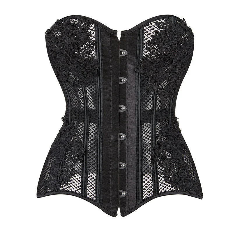 Final Clearance Floral Gothic Overbust Corset, Vintage Victorian Black Corset,