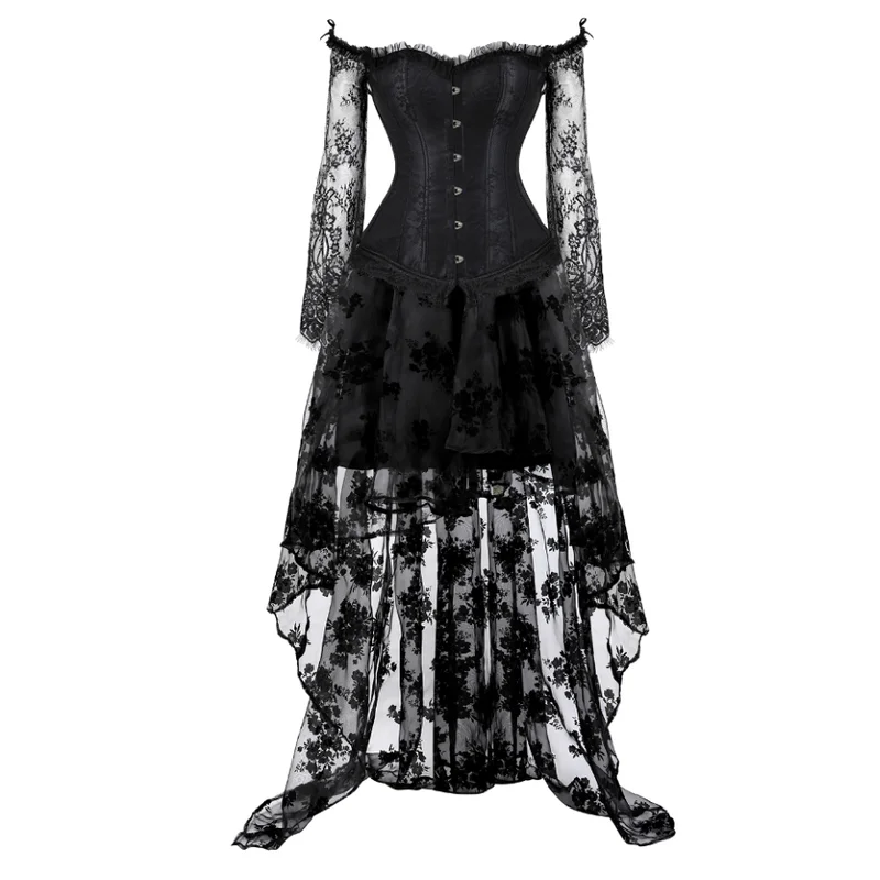 Closeout Sale Floral Steampunk Cupless Corset Dress, Ren Faire Gothic Halloween Costume, Closeout Sale Floral Steampunk Cupless Corset Dress, Ren Faire Gothic Halloween Costume,