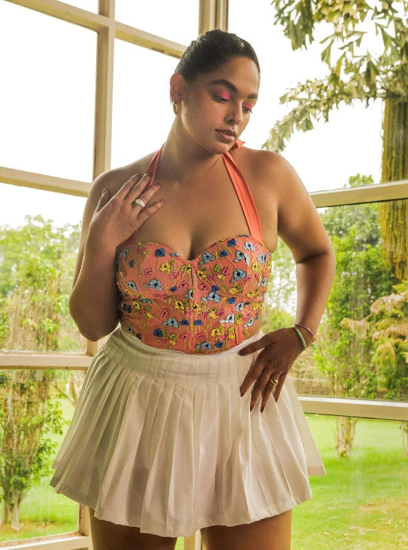Closeout Florentine Pink Floral Embroidered Corset