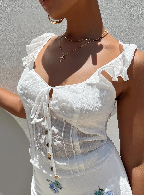 Weekend Savings Extravaganza Flutter Bodice Top Ivory