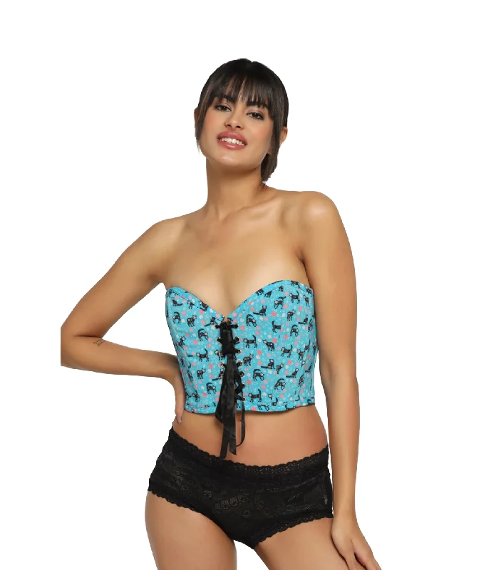Time-Limited Offer Cat printed Corset Top