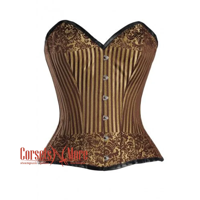 Discount Extravaganza Golden And Brown Brocade Gothic Overbust Bustier Corset