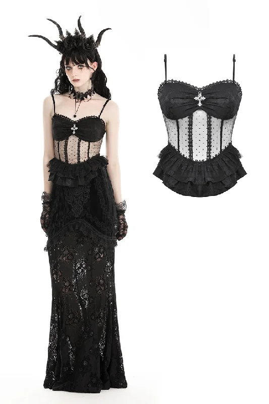 Exclusive Online Offer Gothic lace see-through sexy top CW081