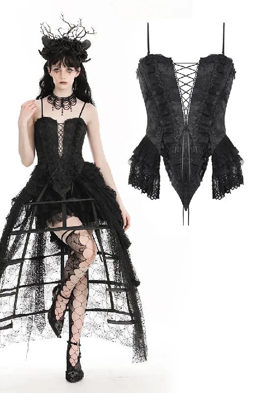 Can't Miss Gothic sexy deep V lace up jacquard  corset CW077