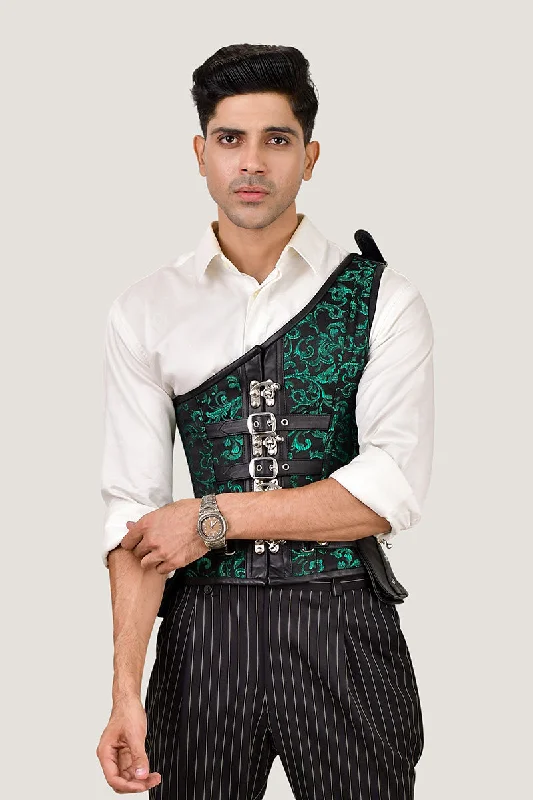 Savings Alert Green Brocade Corset with Shoulder Strap