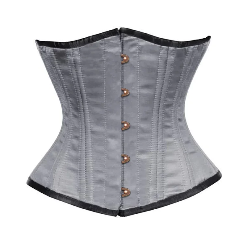 Buy Now Grey Satin Double Bone Front Antique Busk Gothic Underbust Bustier Corset