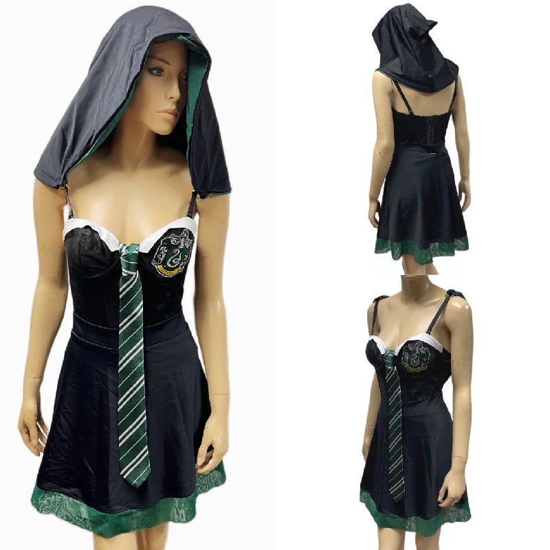 Mega Deal Harry Potter Slytherin House Corset with hood and Skirt