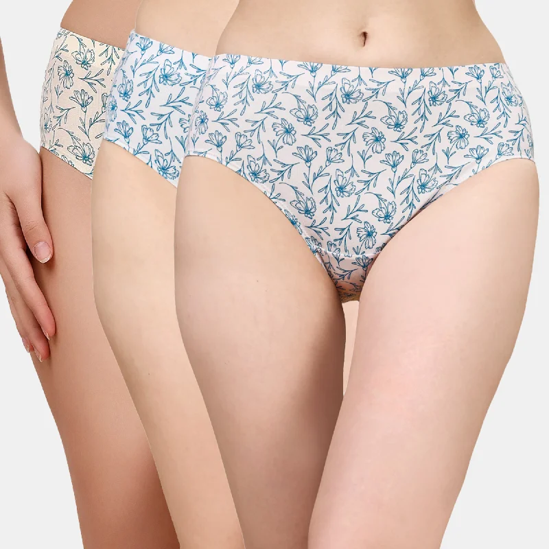 Discount Mania High Rise Full Coverage Printed Stretch Cotton Hipster Panty (Pack of 3) - 3FCB-30