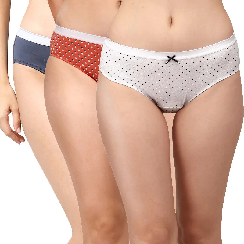 Unmissable Sale High Rise Full Coverage Solid and Printed Cotton Stretch Hipster Panty (Pack of 3)-3FCB-17