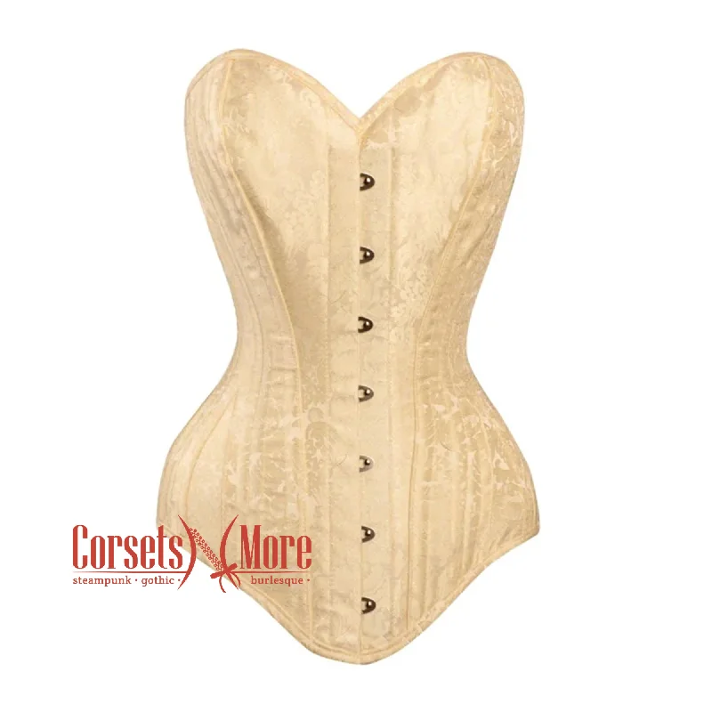 Weekend-Only Price Drops Ivory Brocade With Front Silver Busk Gothic Longline Overbust Waist Training Corset Weekend-Only Price Drops Ivory Brocade With Front Silver Busk Gothic Longline Overbust Waist Training Corset