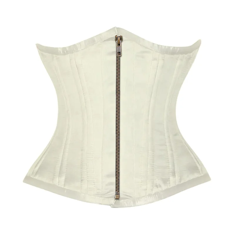 Value Pack Ivory Satin Double Bone Front Antique Zipper Gothic Underbust Bustier Corset Value Pack Ivory Satin Double Bone Front Antique Zipper Gothic Underbust Bustier Corset