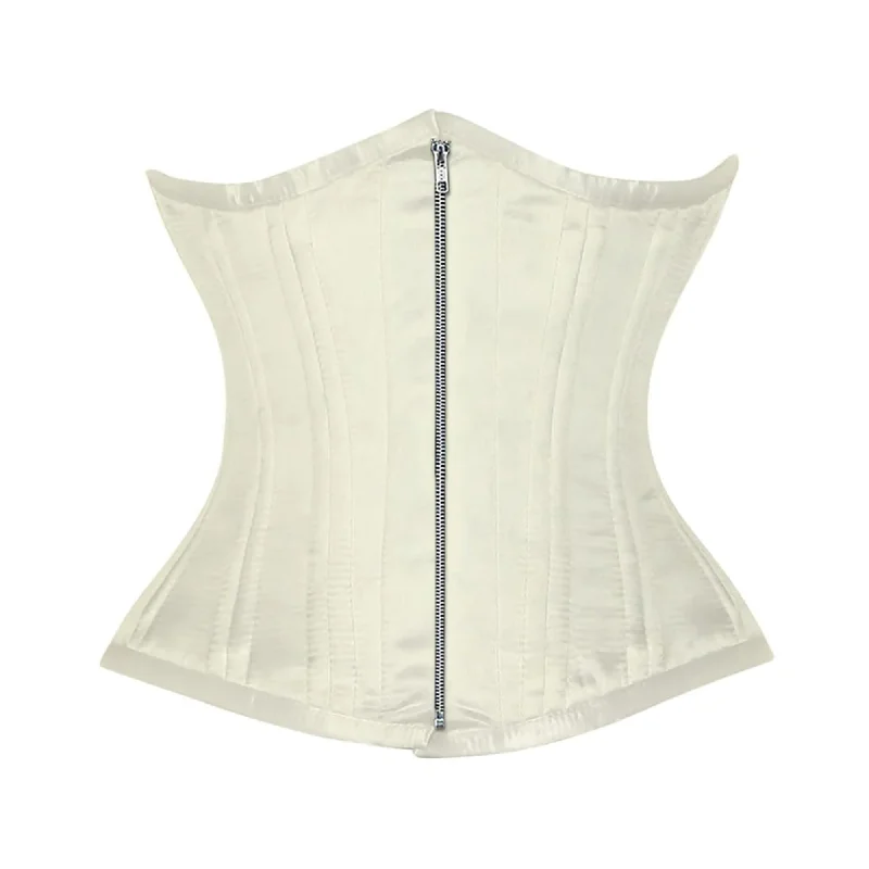 Best Seller Ivory Satin Double Bone Front Zipper Gothic Underbust Bustier Corset