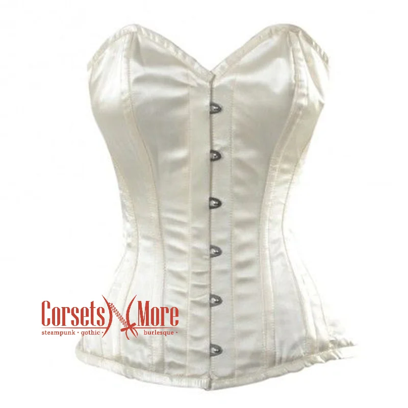 Weekend Bargains to Celebrate Ivory Satin Gothic Overbust Bustier Corset