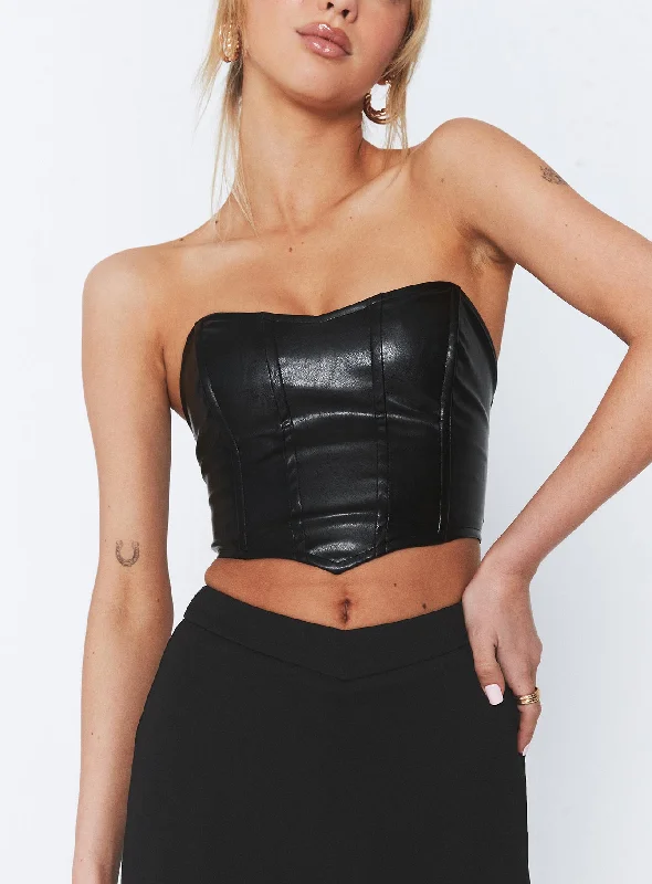 Super Bargain Super Bargain Jessica PU Bustier Black