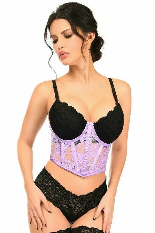 Deal Mania Lavender Sheer Lace Underwire Corset