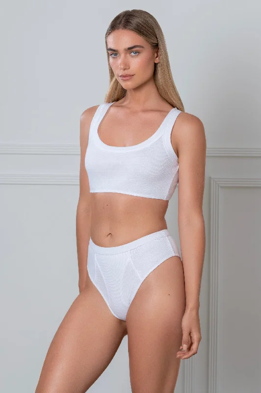 Deal Frenzy Rib Boyfriend Briefs White