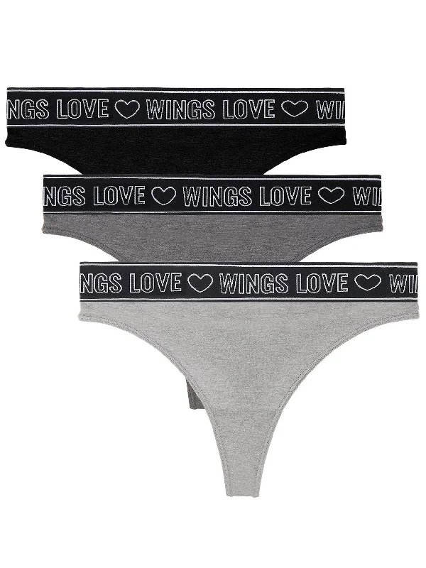 Midnight Sale Letter & Heart Tape Double-layers Pure Cotton Panty 3PCS Multicolor