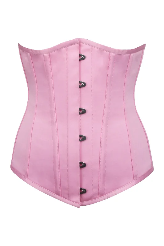 Hurry In Hurry In Lina Longline Baby Pink Satin Underbust Corset