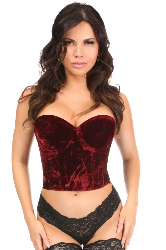 Value Pack Lavish Dark Red Crushed Velvet Underwire Bustier